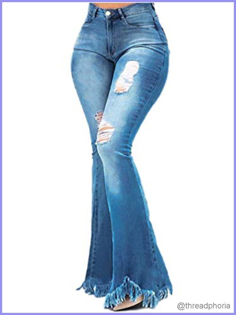 High Waist Flared Bell Bottom Jeans Women Skinny Wide Leg Denim Pants